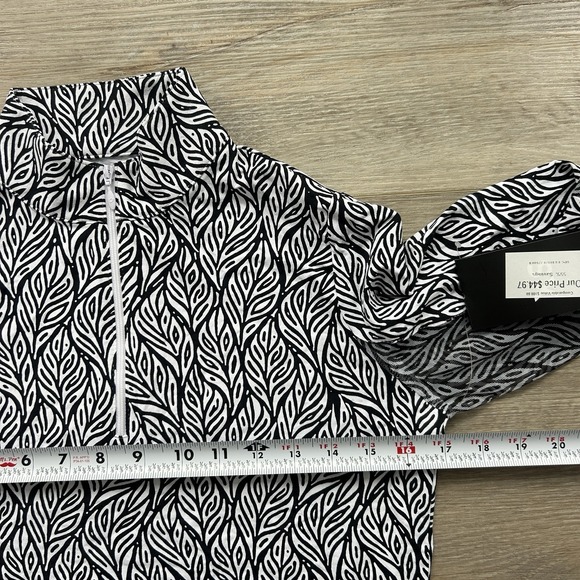 NWT IBKUL Women's XS Sally Black & White Mock Zipper Long Sleeve Top 50 SPF - Picture 12 of 14